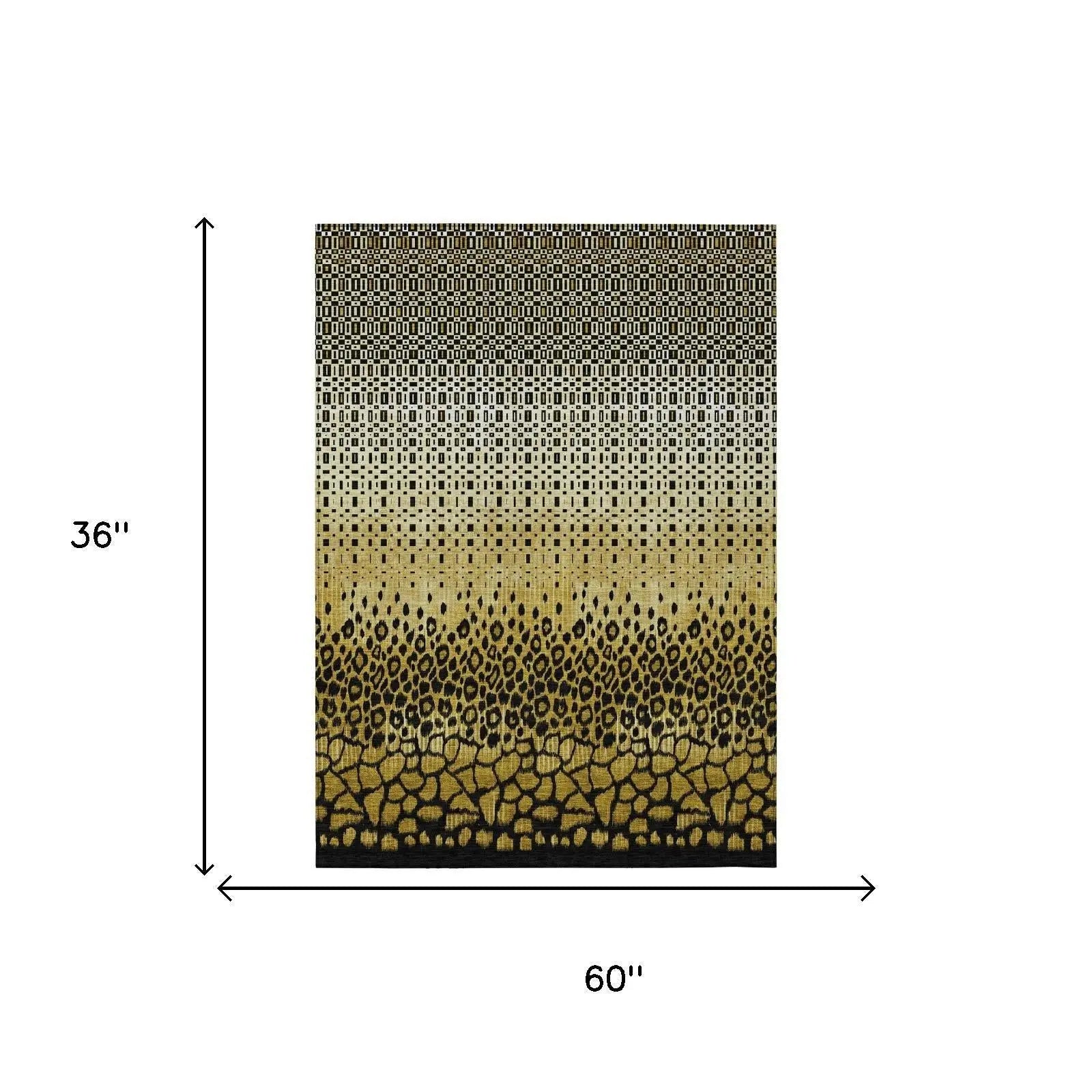 3' X 5' Gold And Walnut Geometric Washable Indoor Outdoor Area Rug Homeroots Outdoor