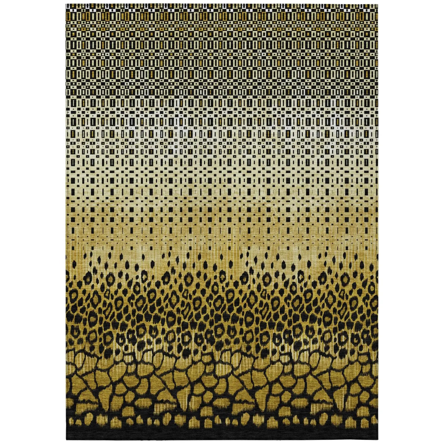 3' X 5' Gold And Walnut Geometric Washable Indoor Outdoor Area Rug Homeroots Outdoor