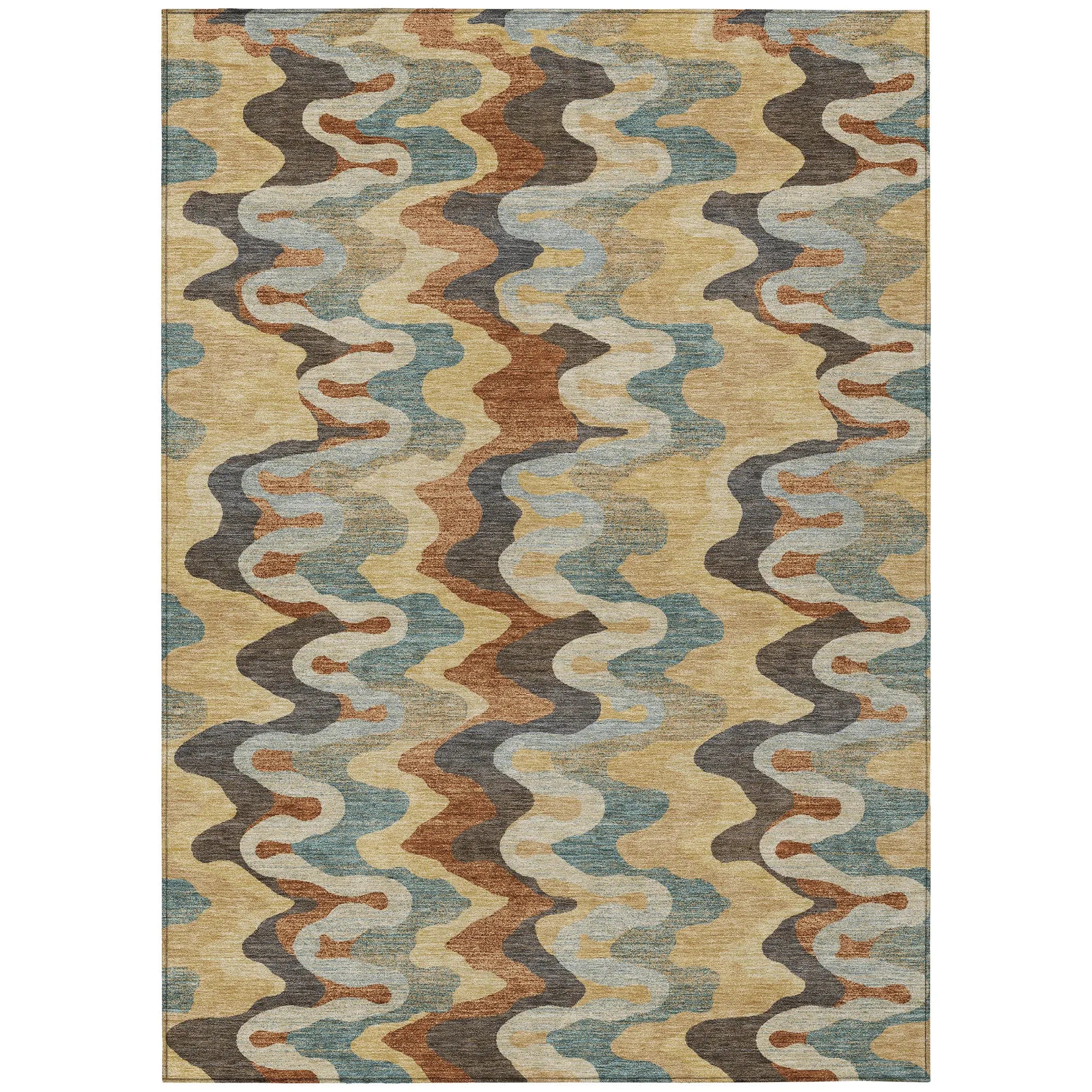 3' X 5' Gold And Wheat Abstract Washable Indoor Outdoor Area Rug Homeroots Outdoor