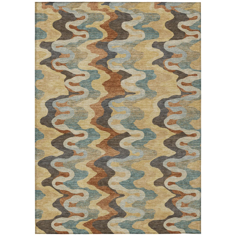 3' X 5' Gold And Wheat Abstract Washable Indoor Outdoor Area Rug Homeroots Outdoor
