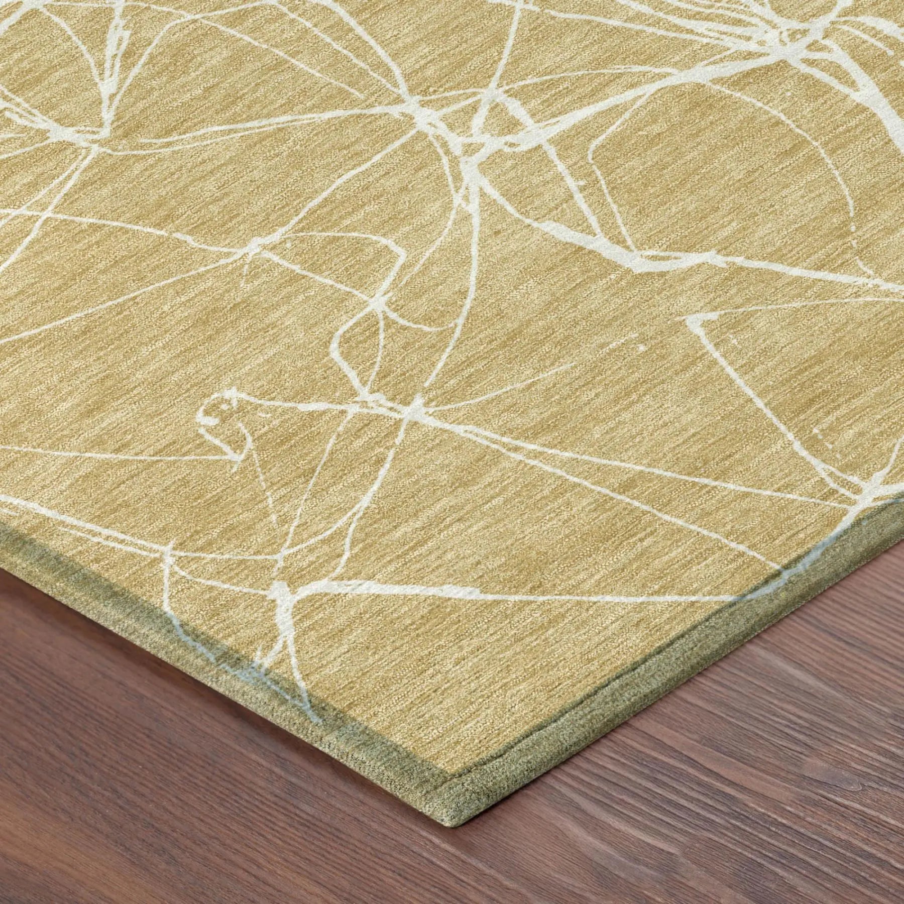 3' X 5' Gold And Wheat Abstract Washable Indoor Outdoor Area Rug Homeroots Outdoor
