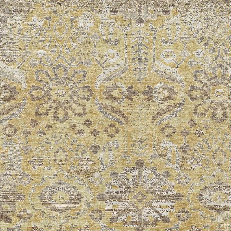 3' X 5' Gold And Wheat Damask Washable Indoor Outdoor Area Rug Homeroots Outdoor