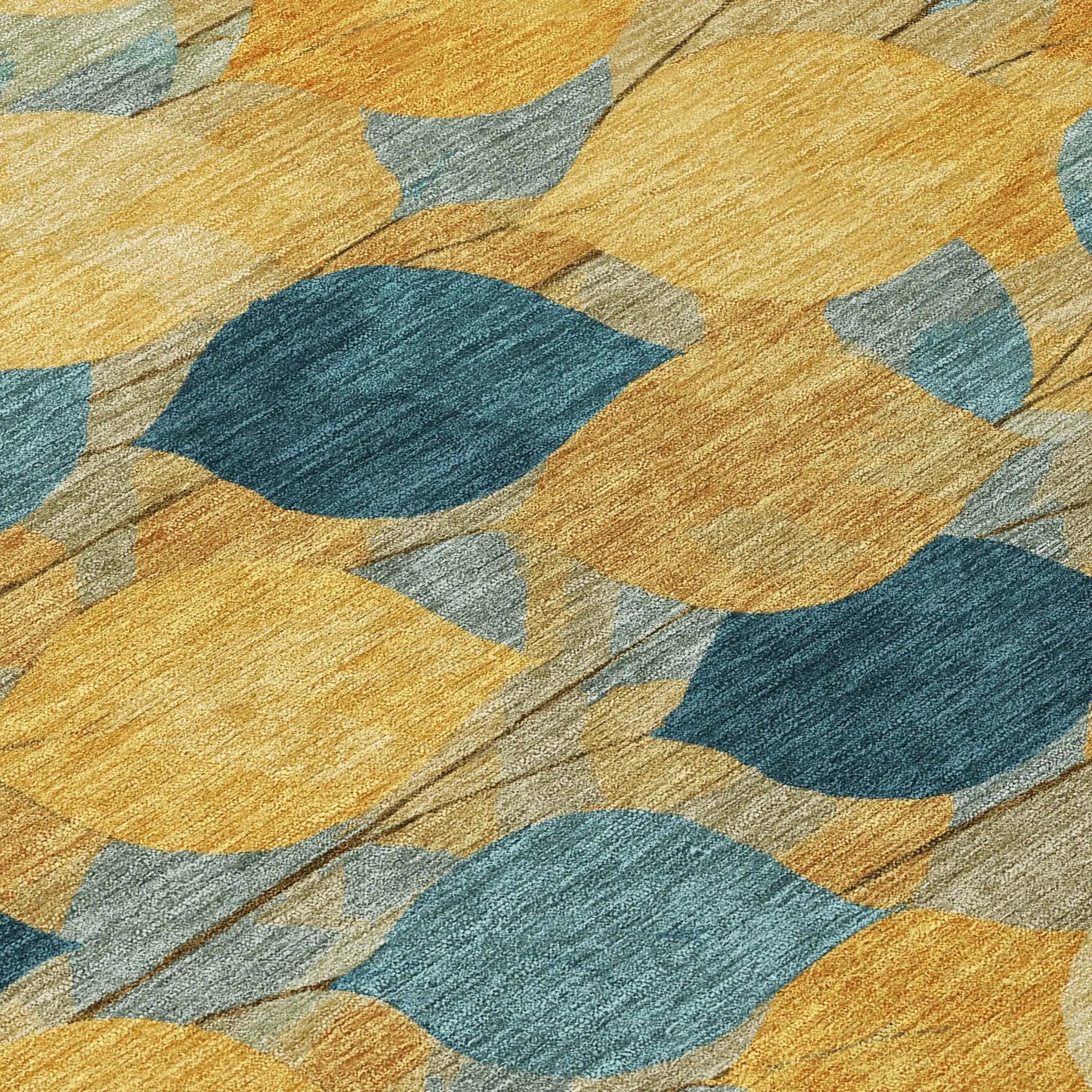 3' X 5' Gold And Wheat Floral Washable Indoor Outdoor Area Rug Homeroots Outdoor