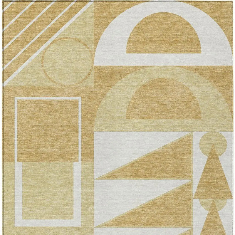 3' X 5' Gold And Wheat Geometric Washable Indoor Outdoor Area Rug Homeroots Outdoor
