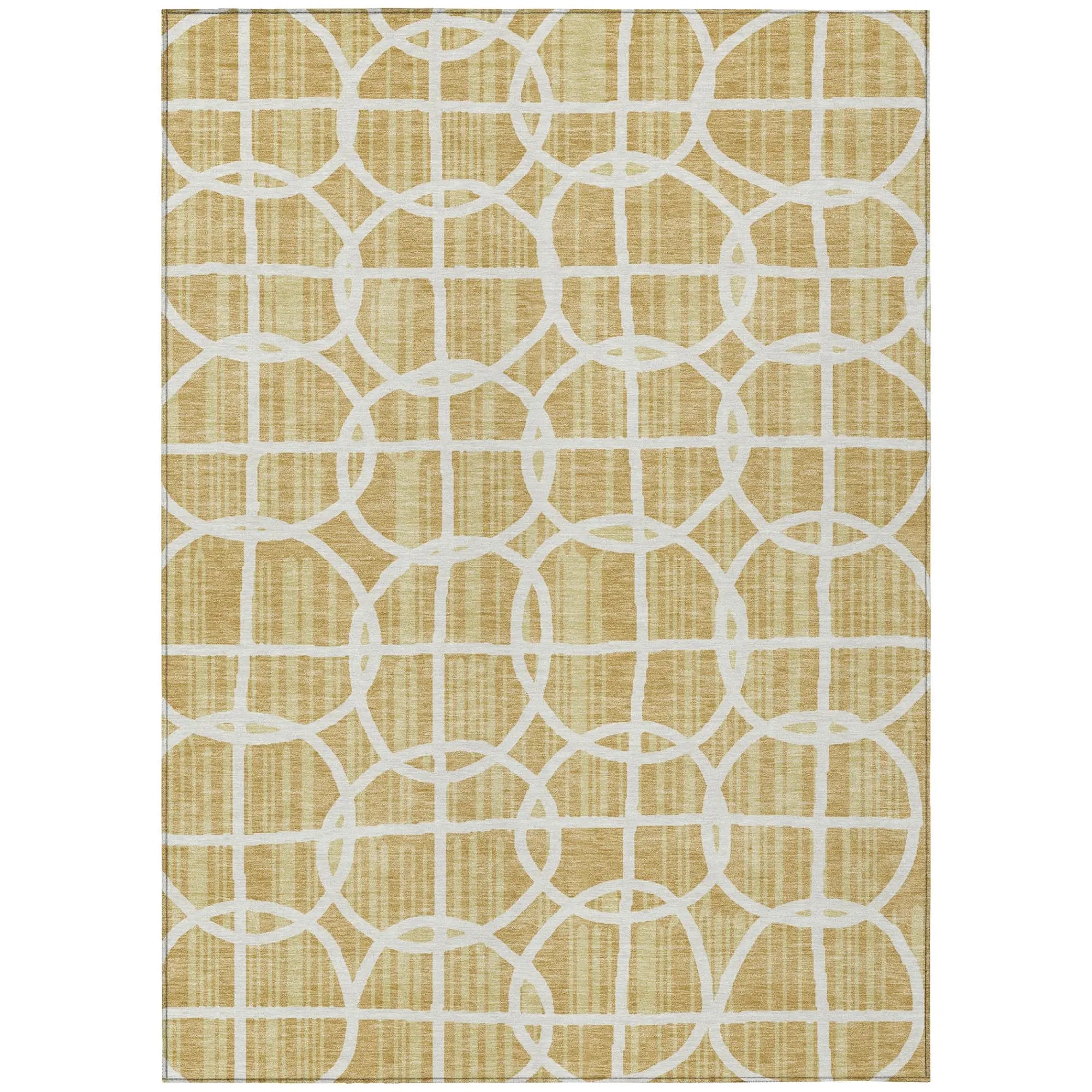 3' X 5' Gold And Wheat Geometric Washable Indoor Outdoor Area Rug Homeroots Outdoor
