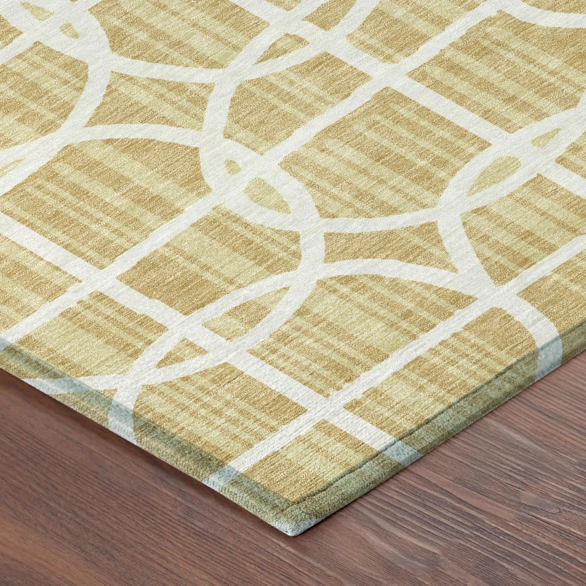 3' X 5' Gold And Wheat Geometric Washable Indoor Outdoor Area Rug Homeroots Outdoor