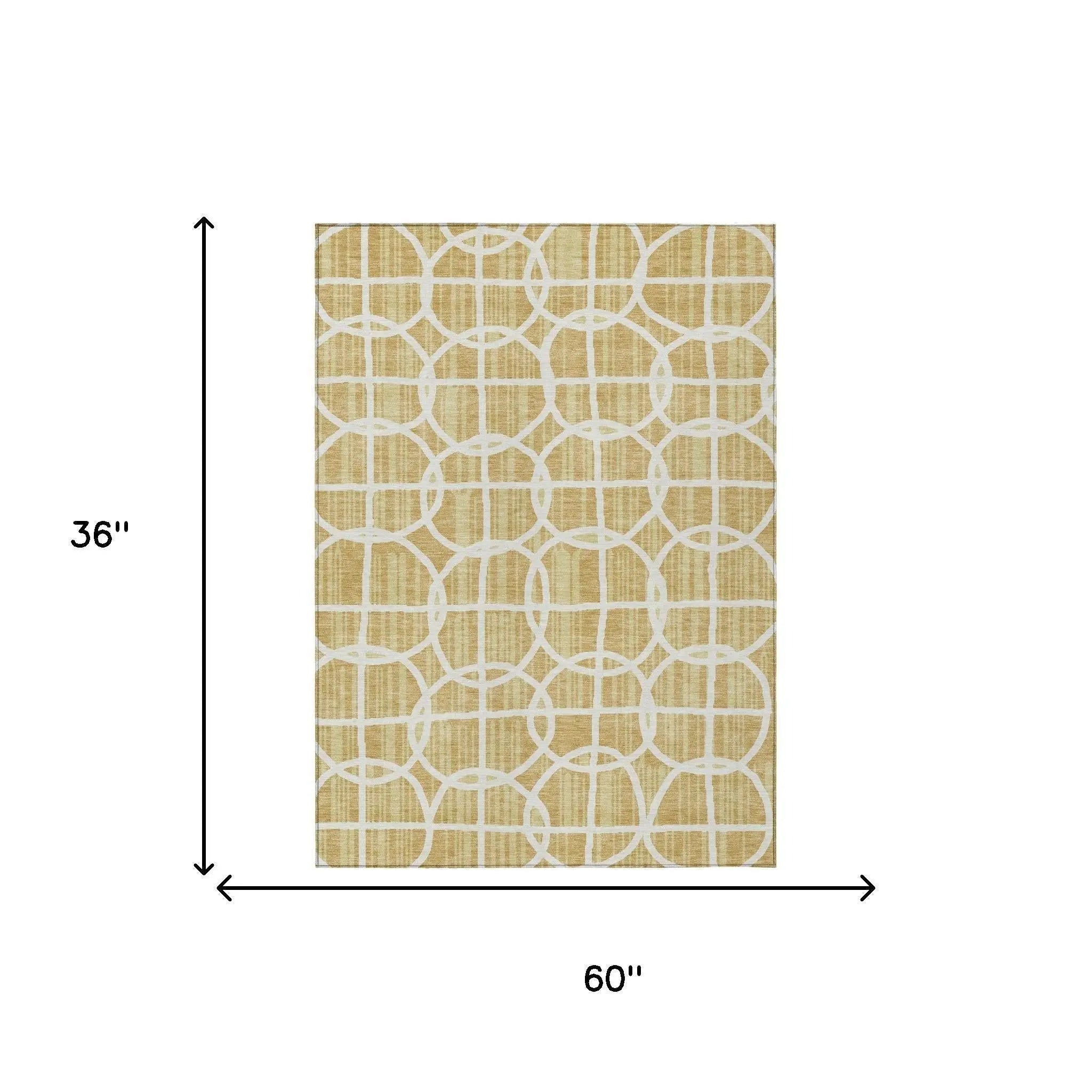 3' X 5' Gold And Wheat Geometric Washable Indoor Outdoor Area Rug Homeroots Outdoor