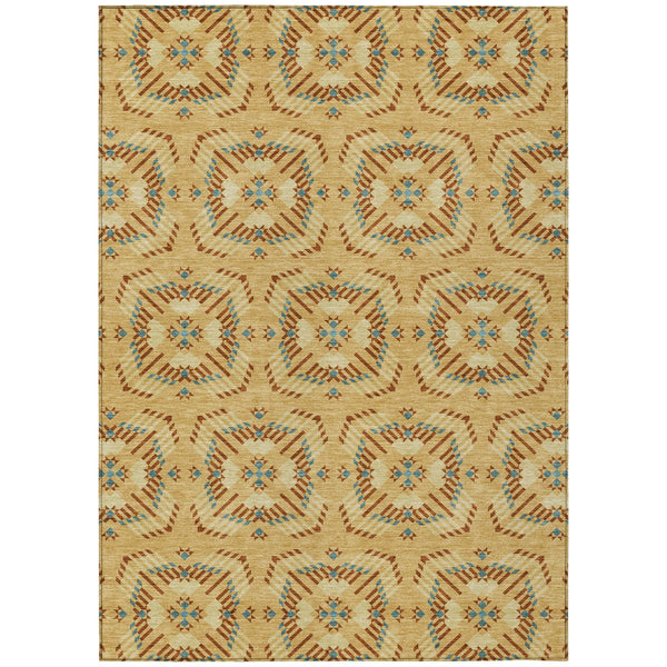 3' X 5' Gold And Wheat Geometric Washable Indoor Outdoor Area Rug Homeroots Outdoor