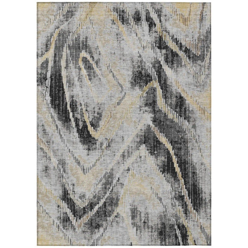 3' X 5' Graphite And Gray Abstract Washable Indoor Outdoor Area Rug Homeroots Outdoor