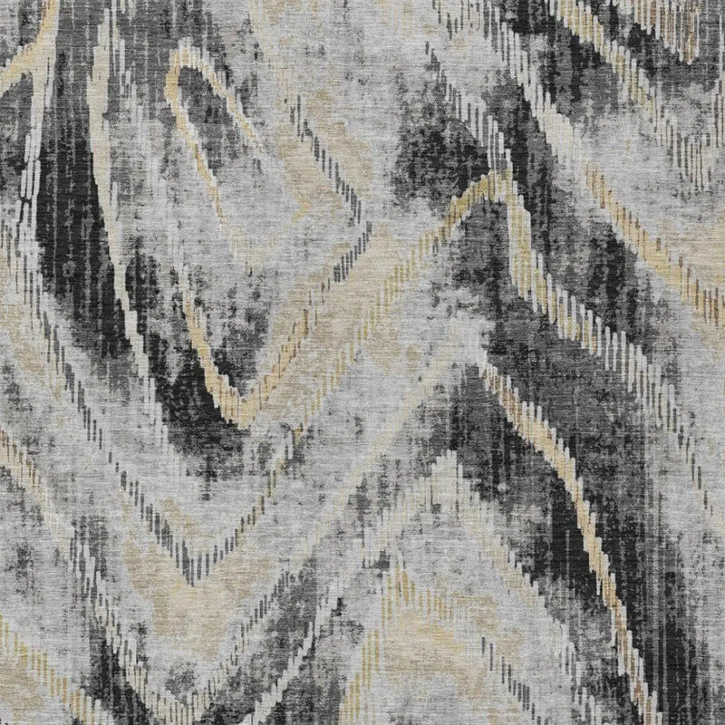 3' X 5' Graphite And Gray Abstract Washable Indoor Outdoor Area Rug Homeroots Outdoor