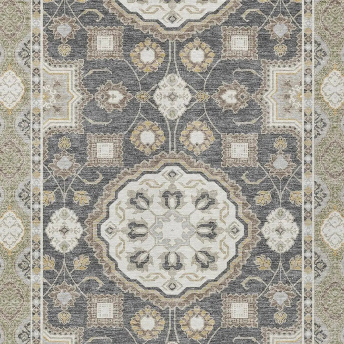 3' X 5' Graphite And Gray Floral Medallion Washable Indoor Outdoor Area Rug Homeroots Outdoor