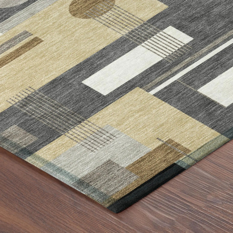 3' X 5' Graphite And Gray Geometric Washable Indoor Outdoor Area Rug Homeroots Outdoor