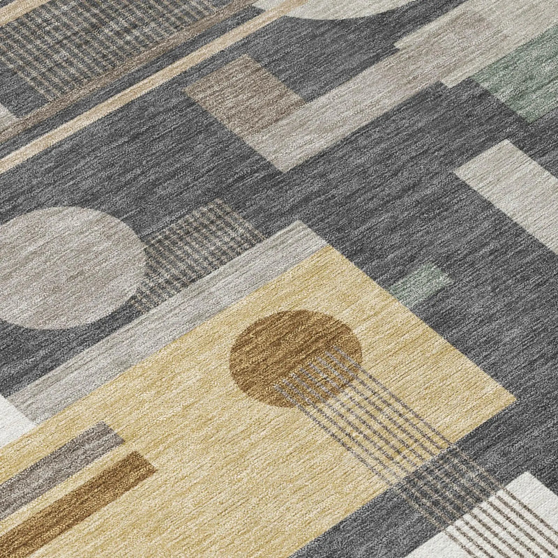 3' X 5' Graphite And Gray Geometric Washable Indoor Outdoor Area Rug Homeroots Outdoor
