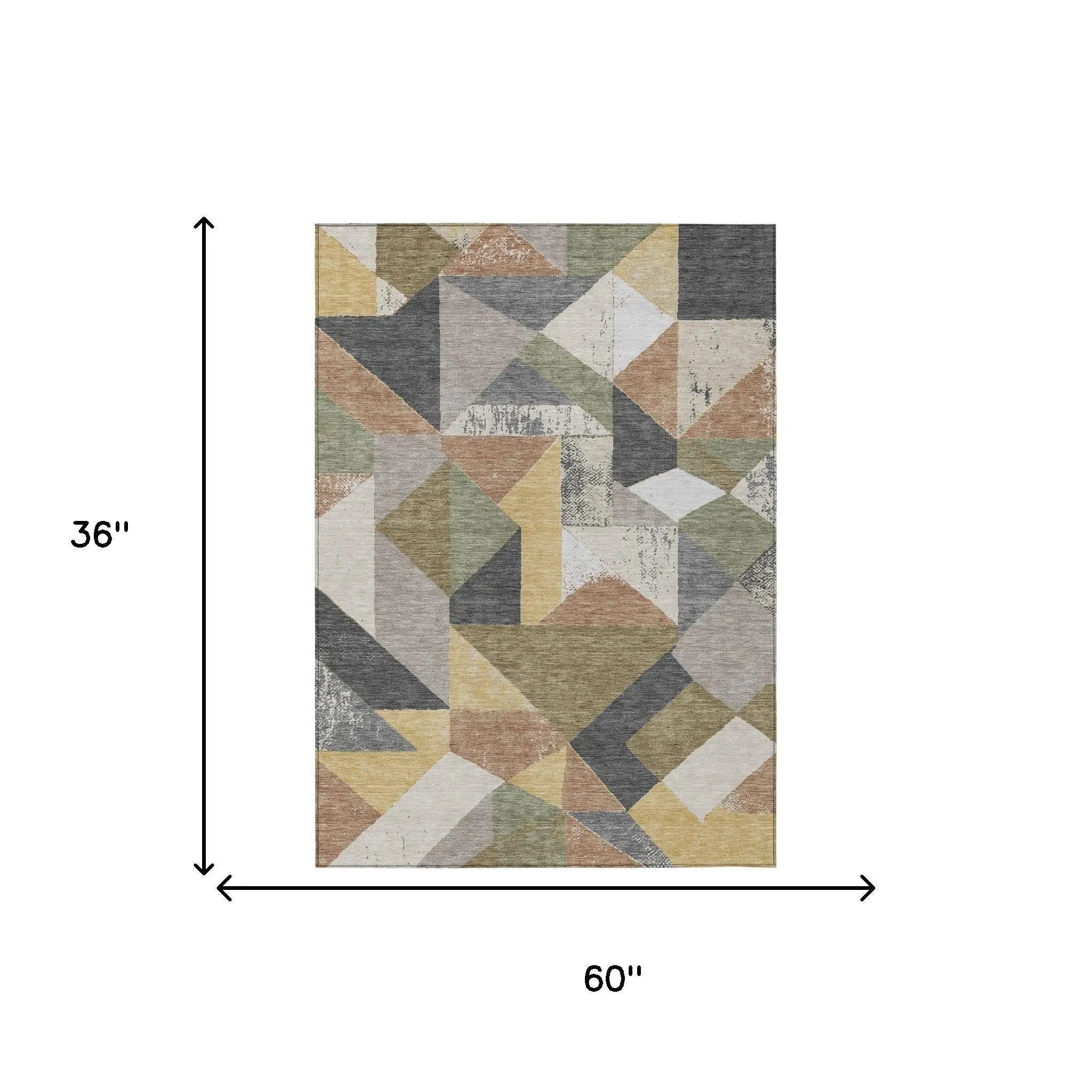 3' X 5' Graphite And Gray Geometric Washable Indoor Outdoor Area Rug Homeroots Outdoor