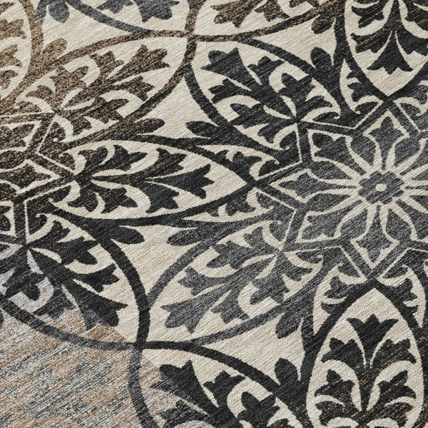 3' X 5' Graphite And Gray Oriental Washable Indoor Outdoor Area Rug Homeroots Outdoor