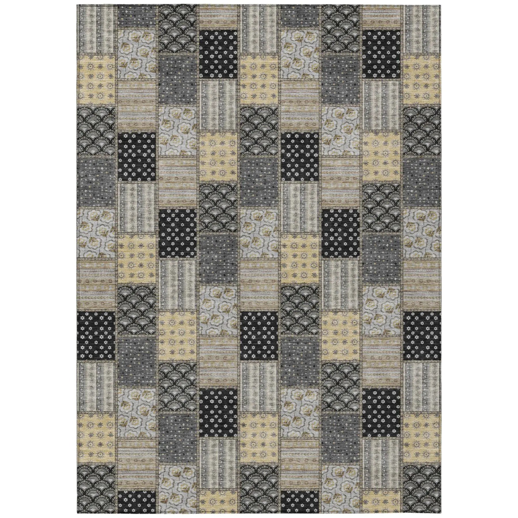 3' X 5' Graphite And Gray Patchwork Washable Indoor Outdoor Area Rug Homeroots Outdoor