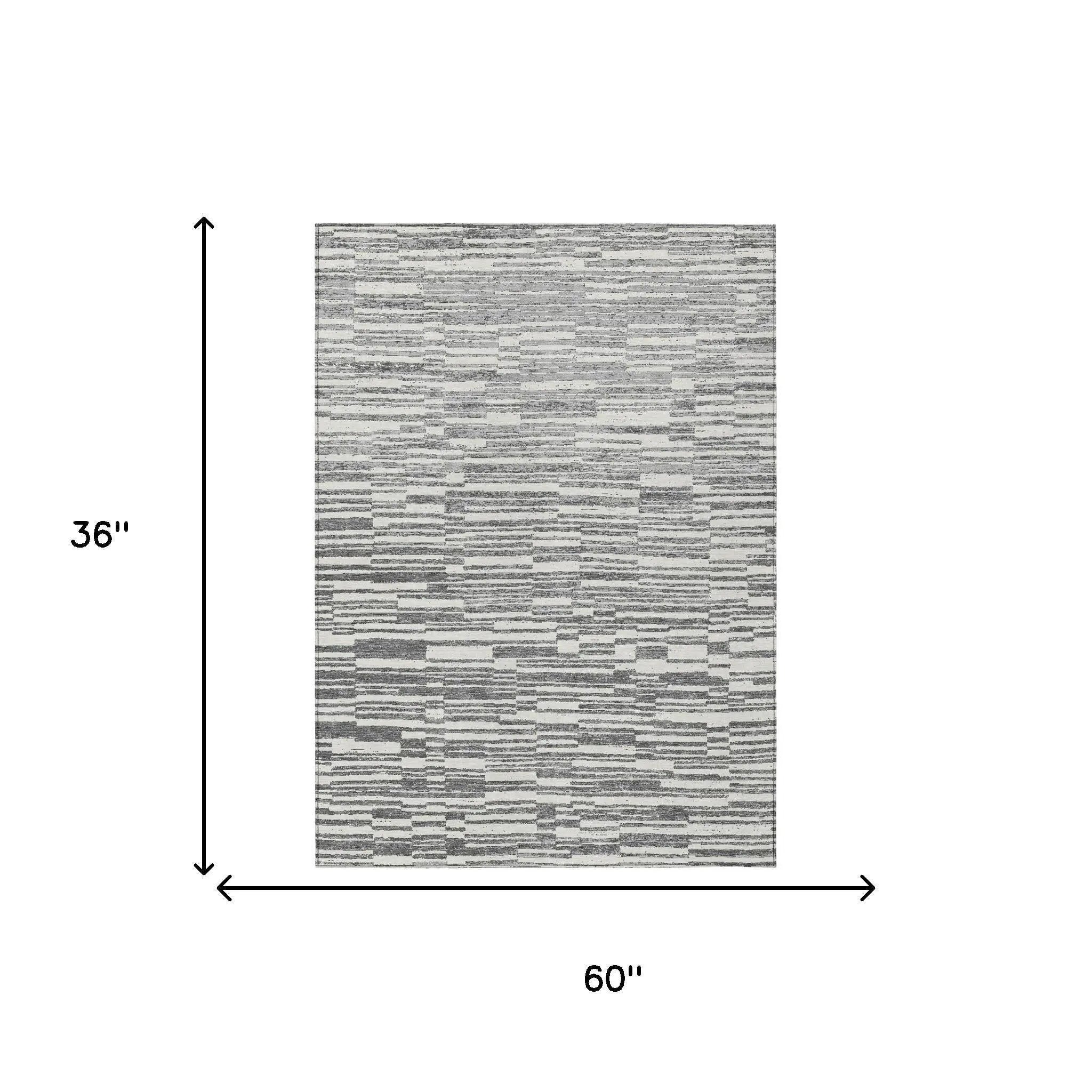 3' X 5' Graphite And Gray Striped Washable Indoor Outdoor Area Rug Homeroots Outdoor