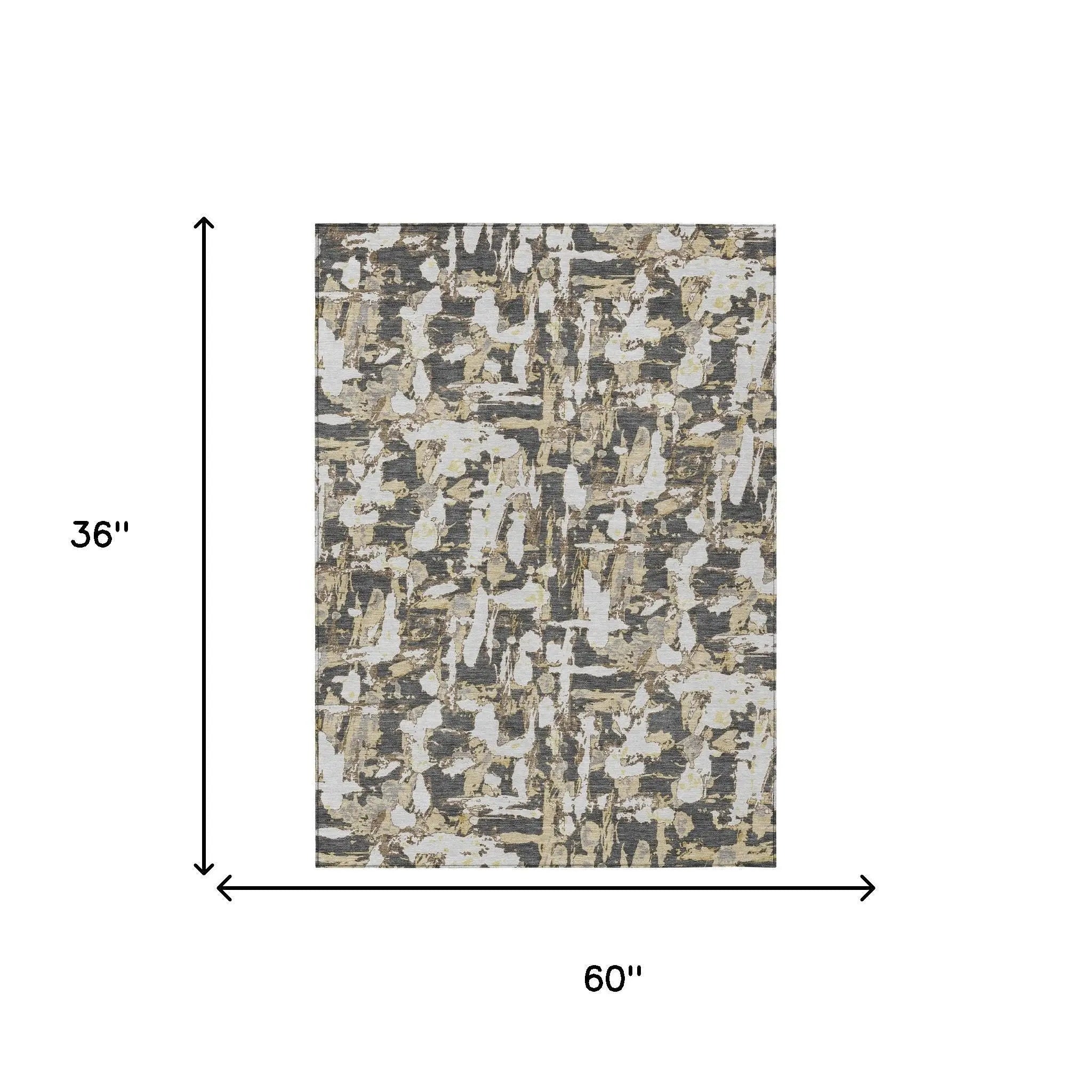 3' X 5' Graphite And Ivory Abstract Washable Indoor Outdoor Area Rug Homeroots Outdoor