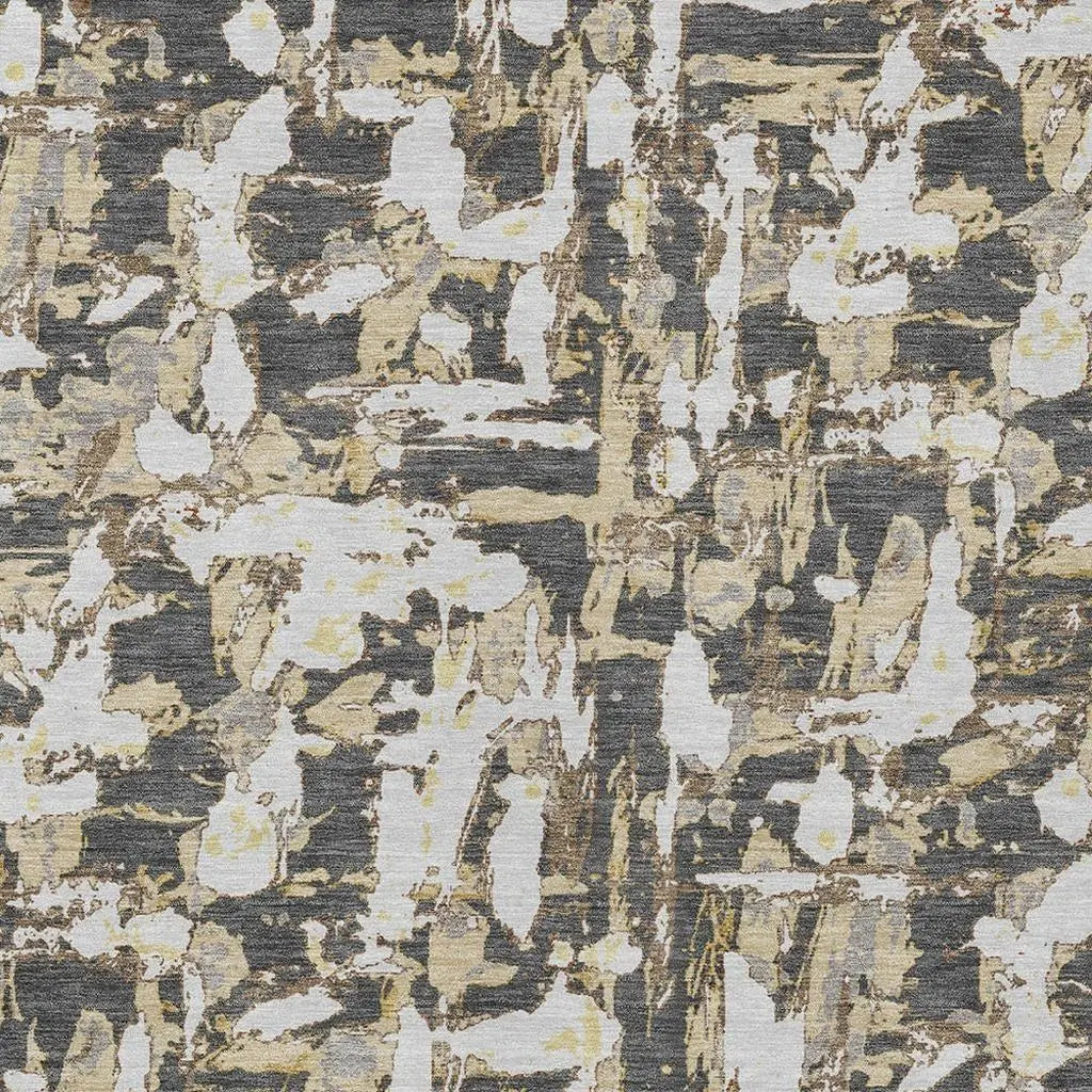 3' X 5' Graphite And Ivory Abstract Washable Indoor Outdoor Area Rug Homeroots Outdoor