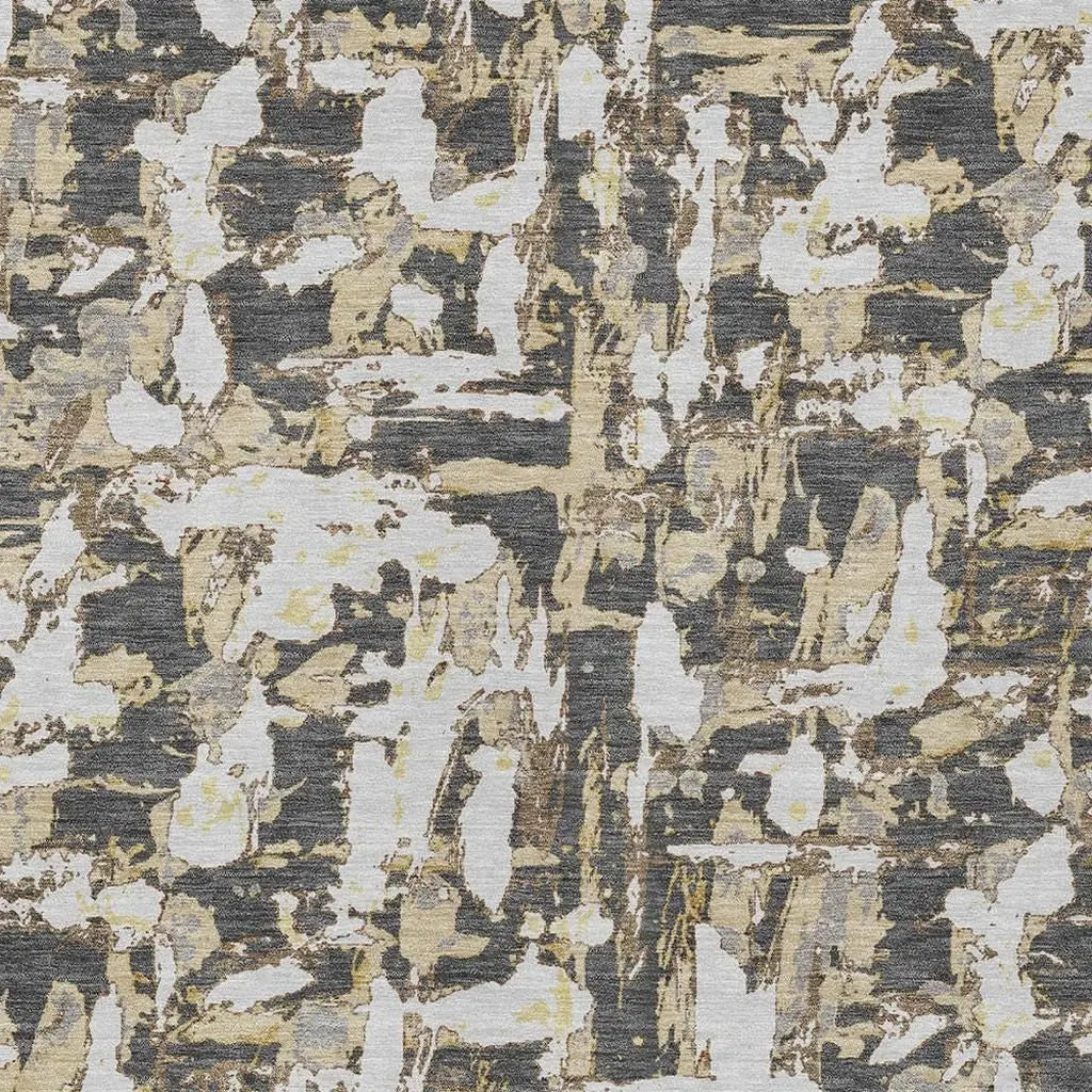 3' X 5' Graphite And Ivory Abstract Washable Indoor Outdoor Area Rug Homeroots Outdoor