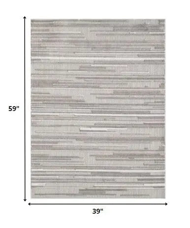 3' X 5' Gray Abstract Stain Resistant Indoor Outdoor Area Rug Homeroots Outdoor