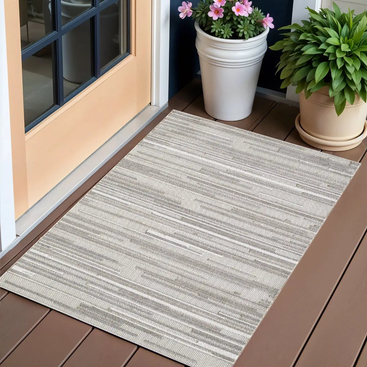 3' X 5' Gray Abstract Stain Resistant Indoor Outdoor Area Rug Homeroots Outdoor