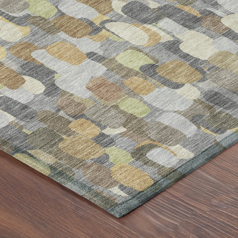 3' X 5' Gray And Beige Abstract Washable Indoor Outdoor Area Rug Homeroots Outdoor