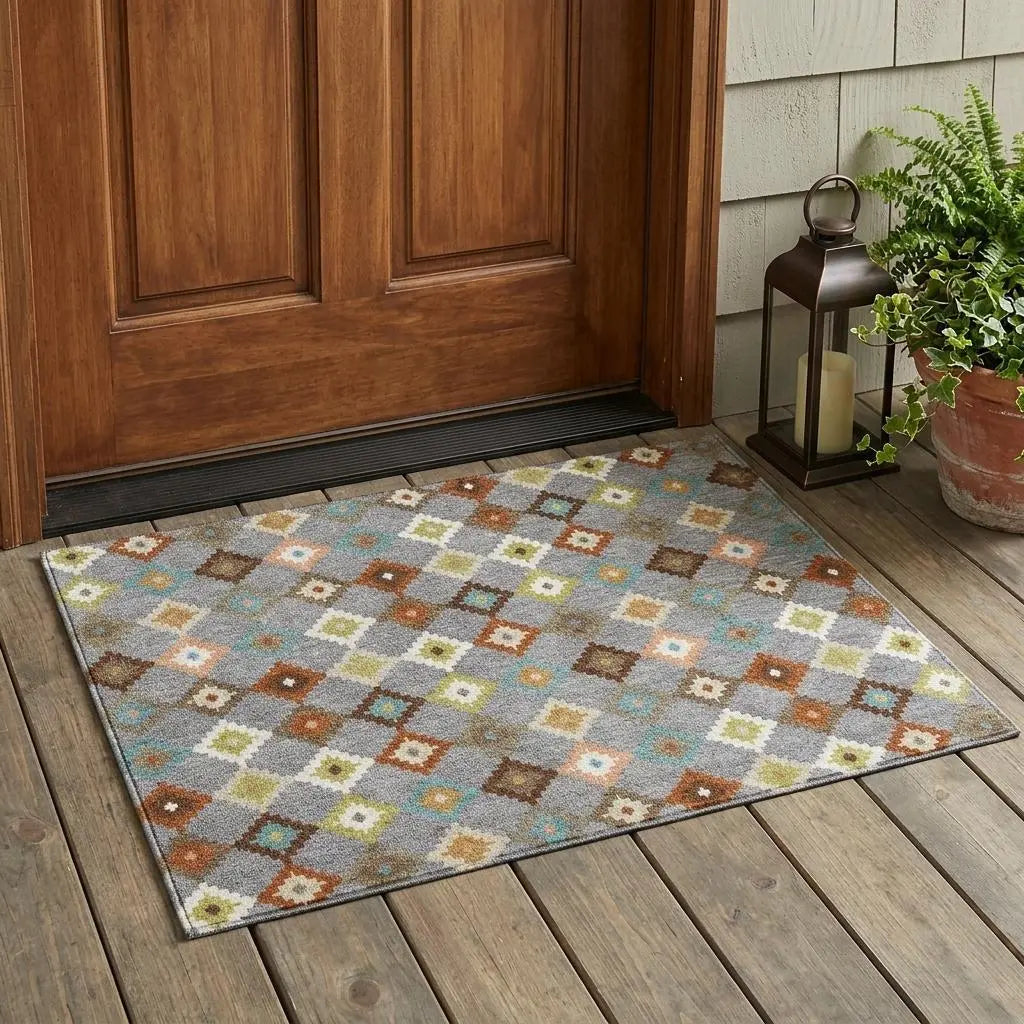 3' X 5' Gray And Beige Aztec Washable Indoor Outdoor Area Rug Homeroots Outdoor