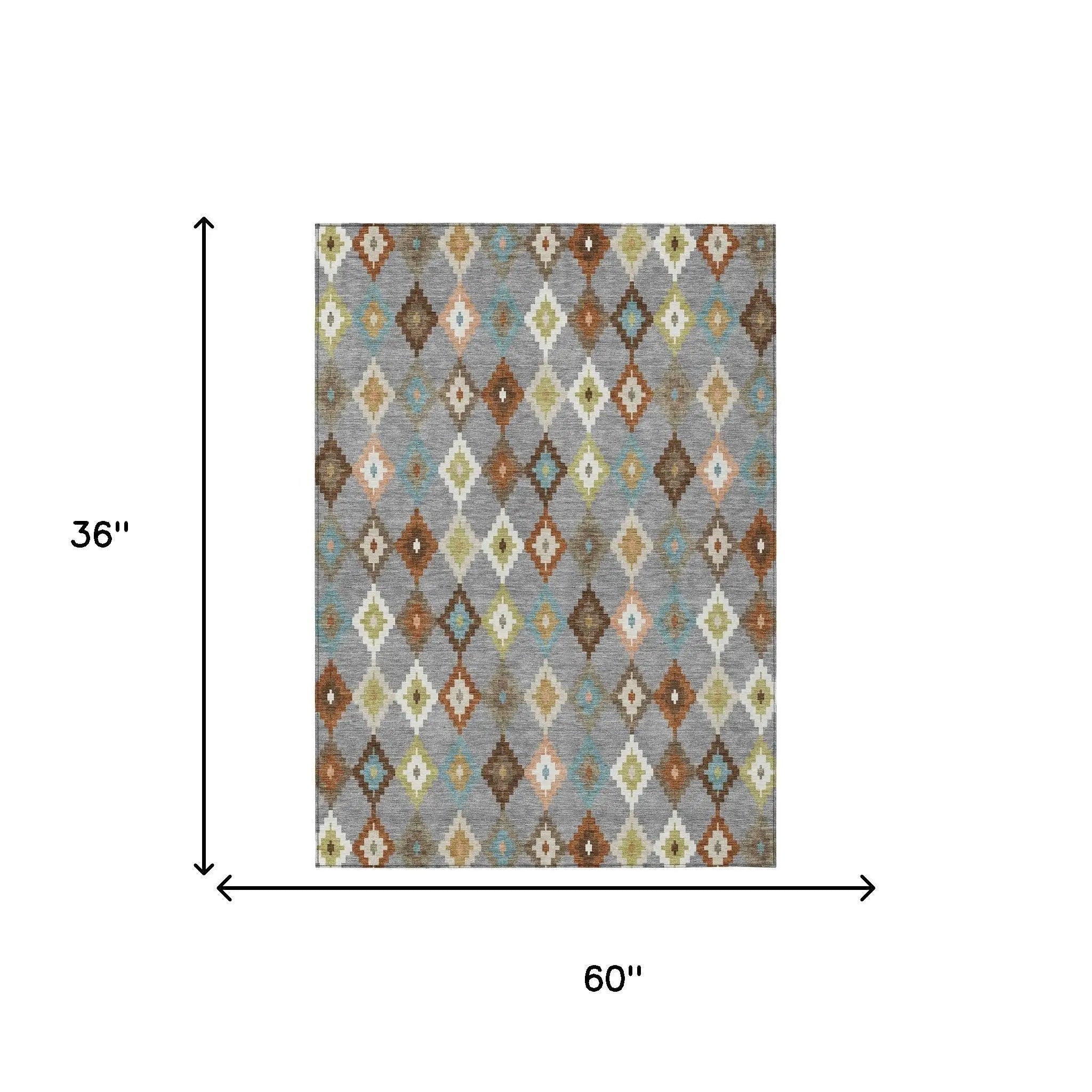 3' X 5' Gray And Beige Aztec Washable Indoor Outdoor Area Rug Homeroots Outdoor