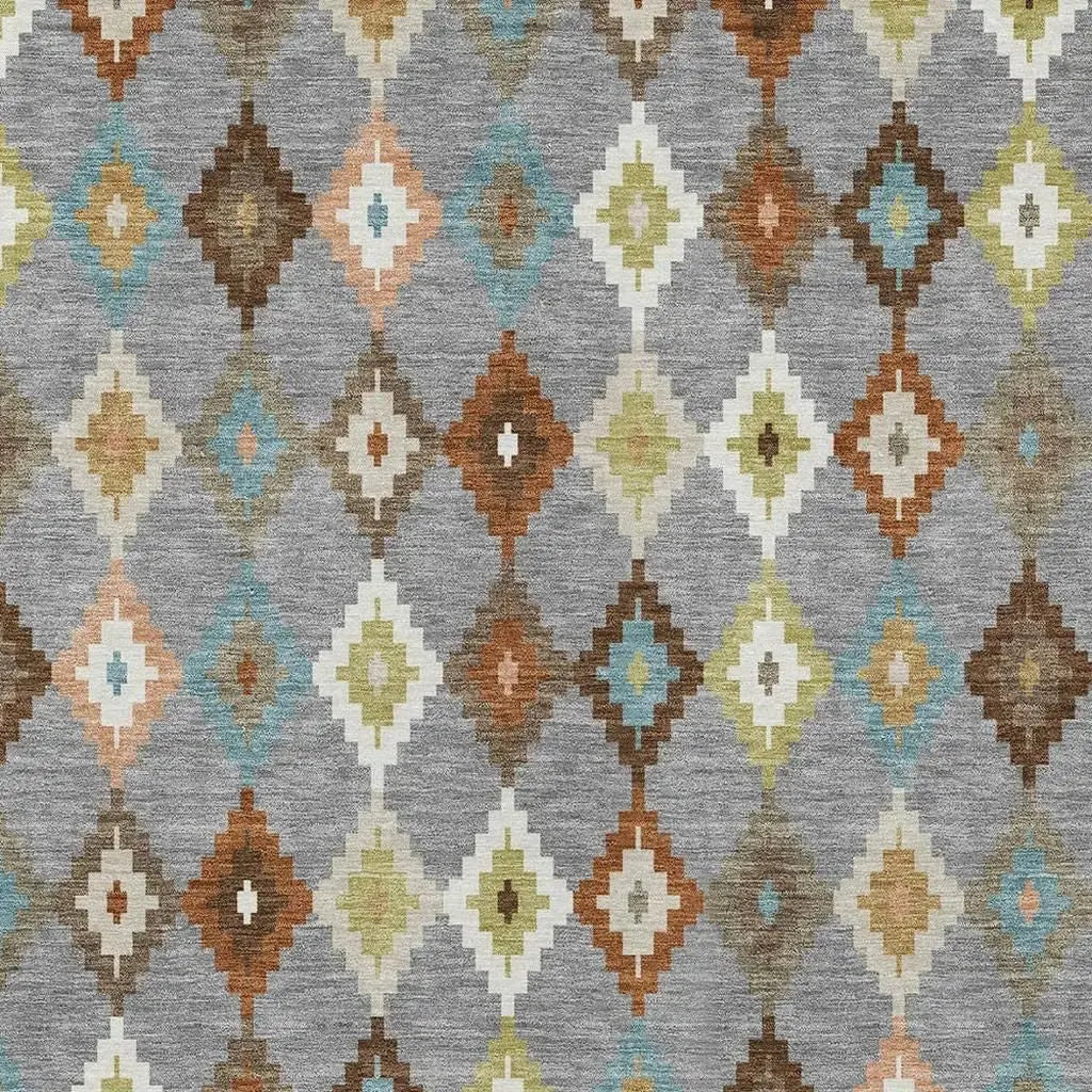 3' X 5' Gray And Beige Aztec Washable Indoor Outdoor Area Rug Homeroots Outdoor