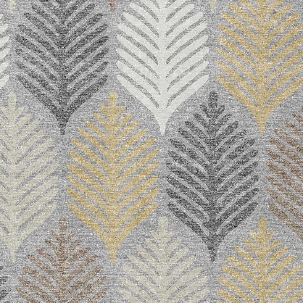 3' X 5' Gray And Beige Floral Washable Indoor Outdoor Area Rug Homeroots Outdoor