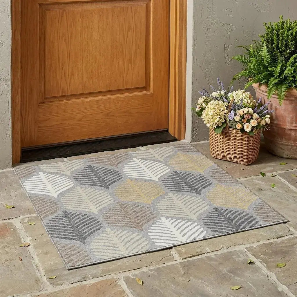 3' X 5' Gray And Beige Floral Washable Indoor Outdoor Area Rug Homeroots Outdoor