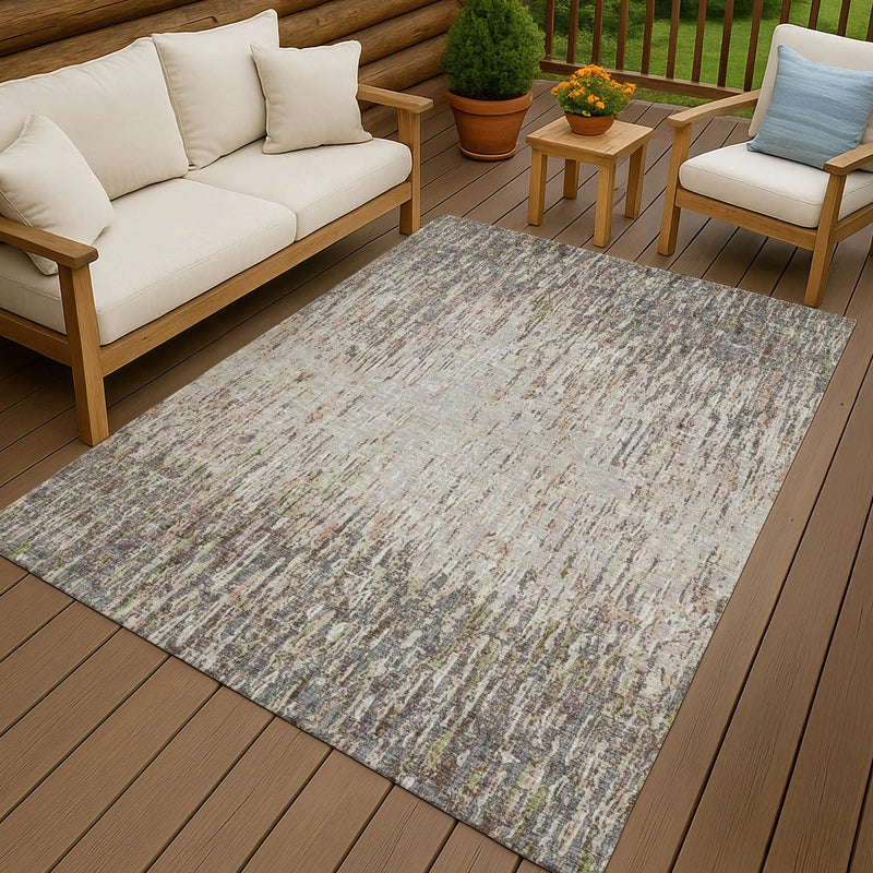 3' X 5' Gray And Beige Striped Washable Indoor Outdoor Area Rug Homeroots Outdoor