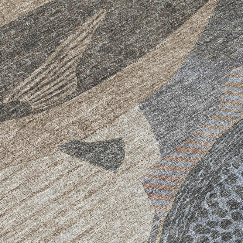 3' X 5' Gray And Beige Tropical Fish Washable Indoor Outdoor Area Rug Homeroots Outdoor
