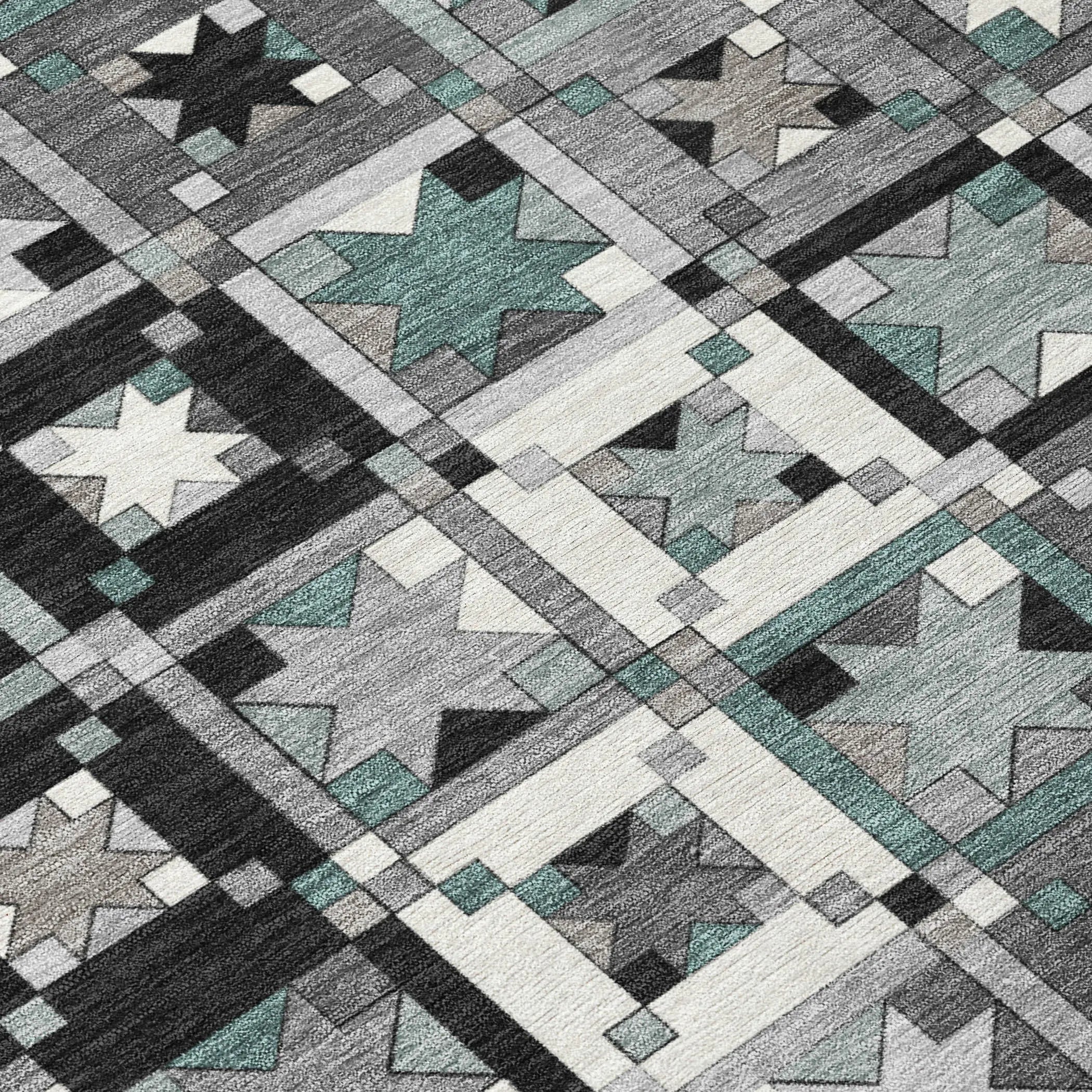 3' X 5' Gray And Black Patchwork Washable Indoor Outdoor Area Rug Homeroots Outdoor