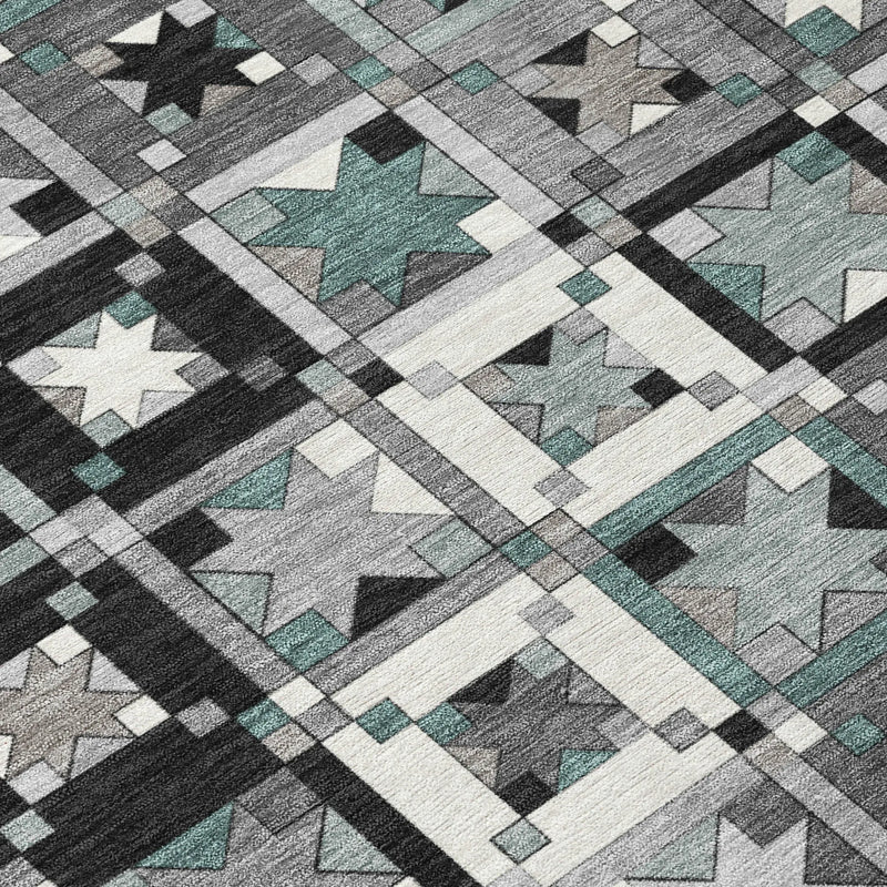 3' X 5' Gray And Black Patchwork Washable Indoor Outdoor Area Rug Homeroots Outdoor