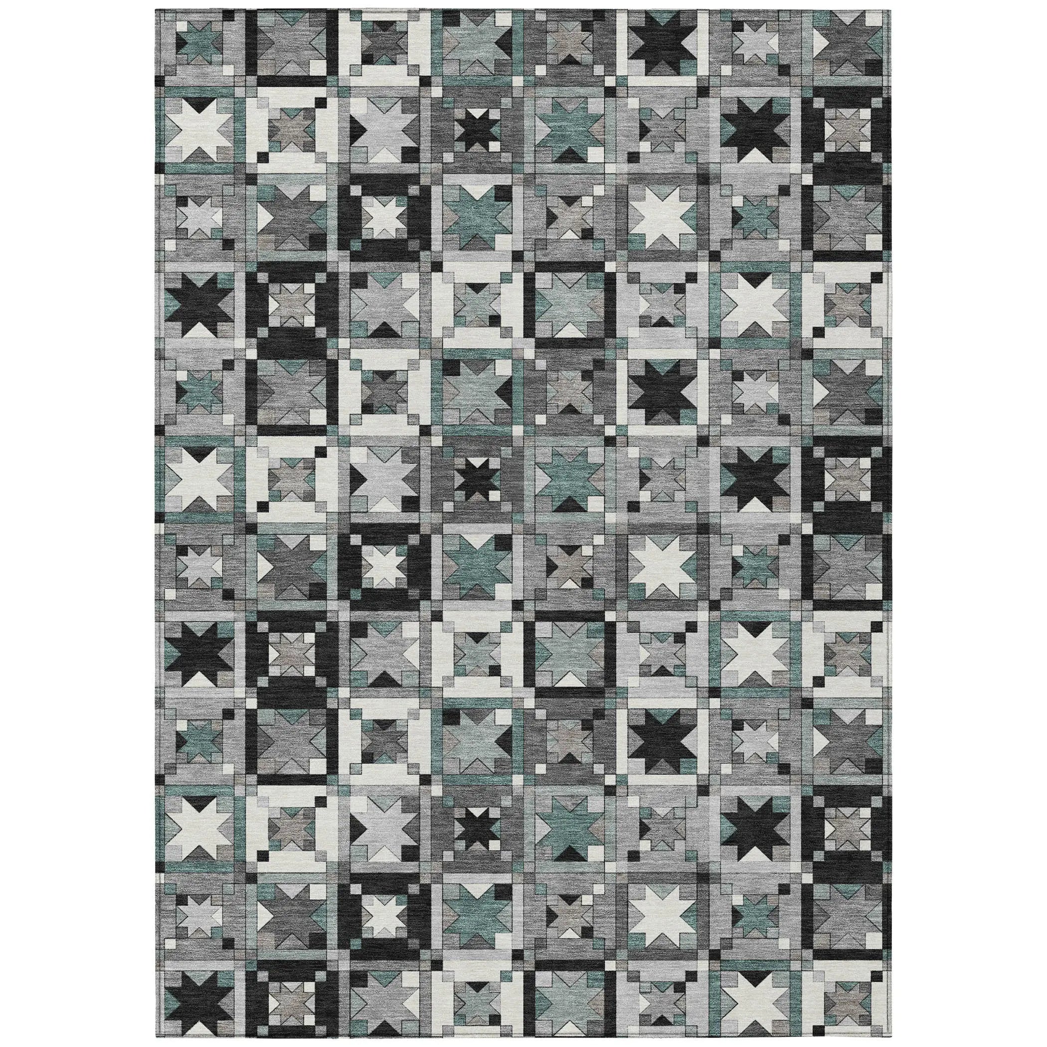 3' X 5' Gray And Black Patchwork Washable Indoor Outdoor Area Rug Homeroots Outdoor