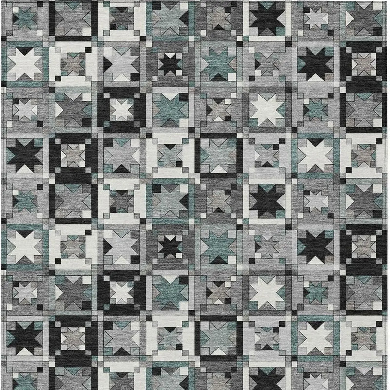 3' X 5' Gray And Black Patchwork Washable Indoor Outdoor Area Rug Homeroots Outdoor