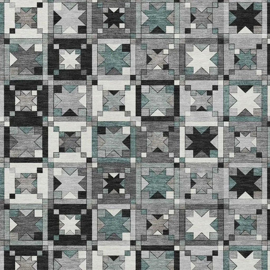 3' X 5' Gray And Black Patchwork Washable Indoor Outdoor Area Rug Homeroots Outdoor