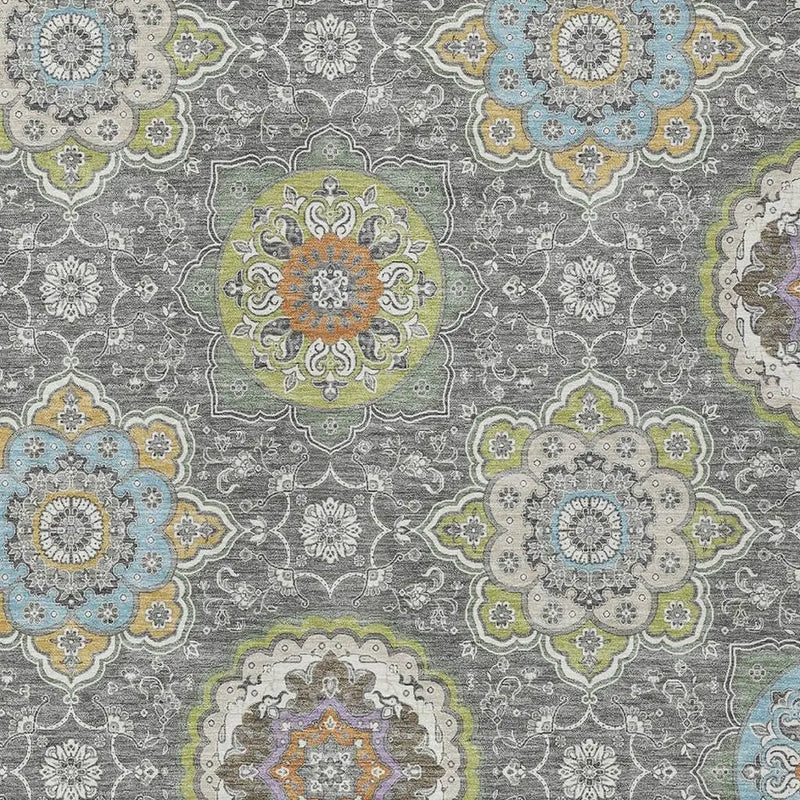 3' X 5' Gray And Brown Floral Medallion Washable Indoor Outdoor Area Rug Homeroots Outdoor