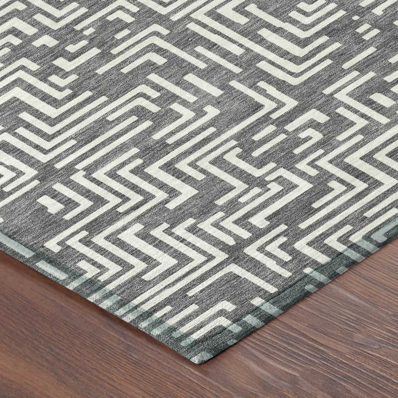 3' X 5' Gray And Brown Geometric Washable Indoor Outdoor Area Rug Homeroots Outdoor