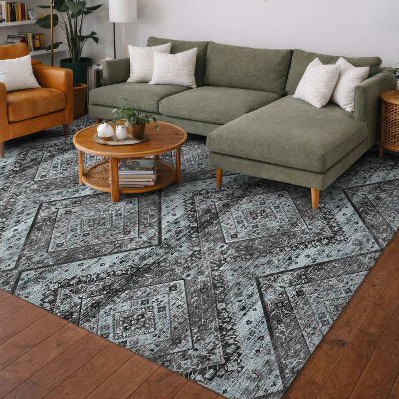 3' X 5' Gray And Brown Tribal Washable Indoor Outdoor Area Rug Homeroots Outdoor