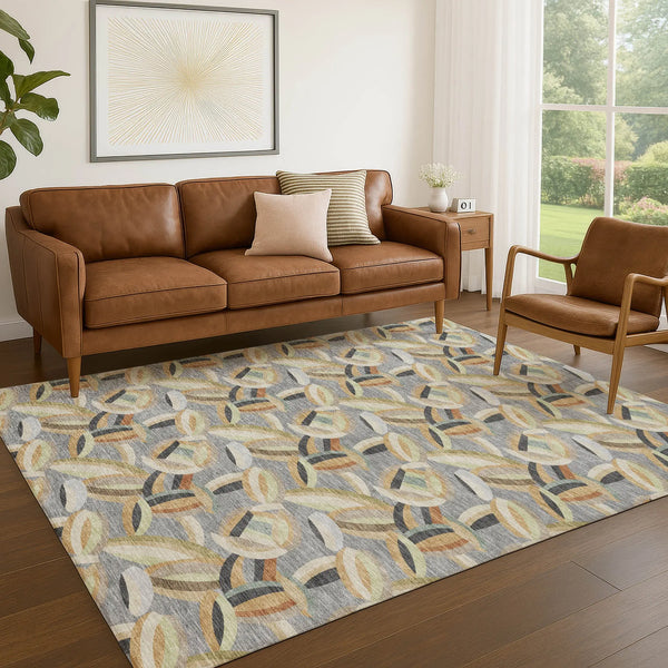 3' X 5' Gray And Charcoal Abstract Washable Indoor Outdoor Area Rug Homeroots Outdoor