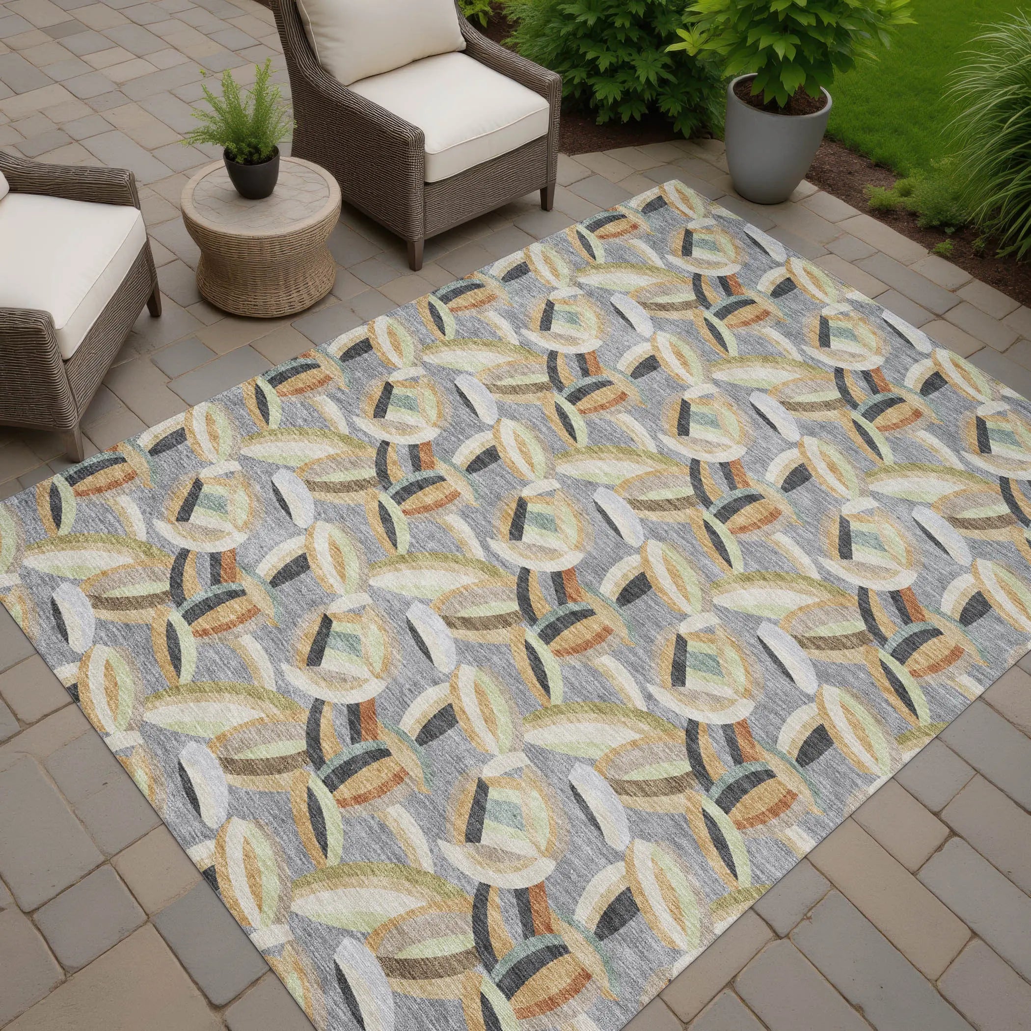 3' X 5' Gray And Charcoal Abstract Washable Indoor Outdoor Area Rug Homeroots Outdoor