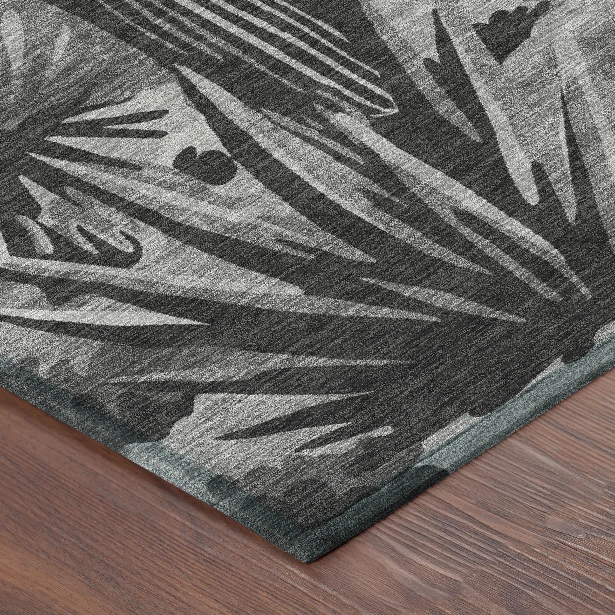 3' X 5' Gray And Charcoal Trees Washable Indoor Outdoor Area Rug Homeroots Outdoor