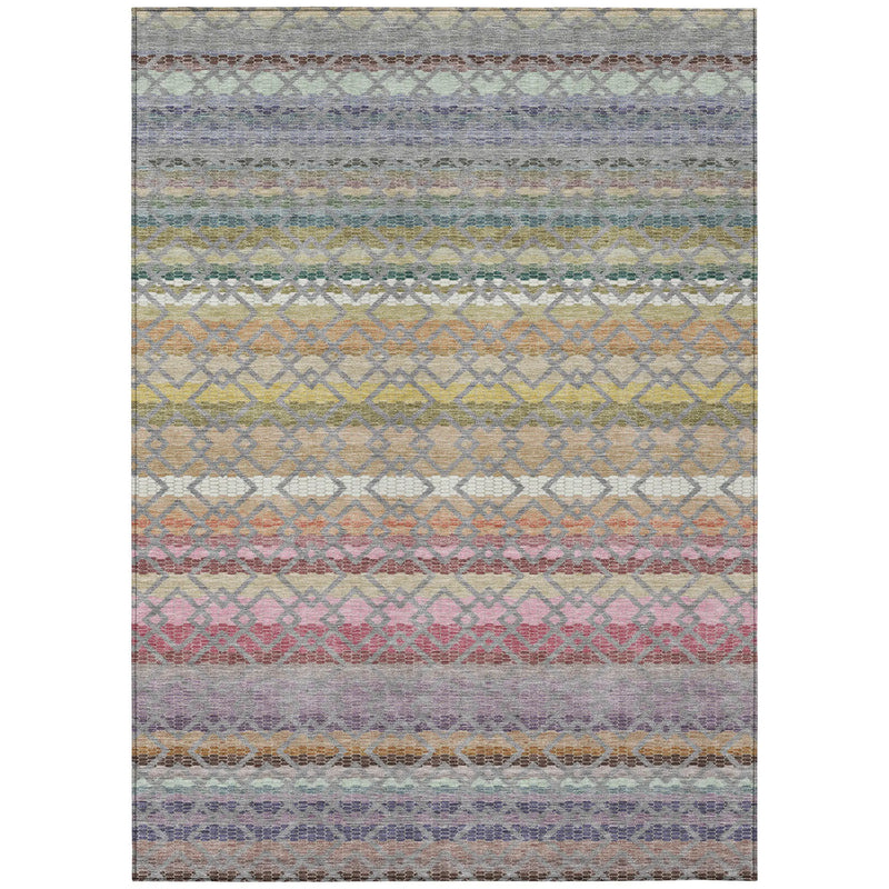 3' X 5' Gray And Chocolate Striped Washable Indoor Outdoor Area Rug Homeroots Outdoor