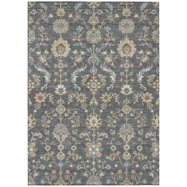 3' X 5' Gray And Denim Blue Abstract Washable Indoor Outdoor Area Rug Homeroots Outdoor