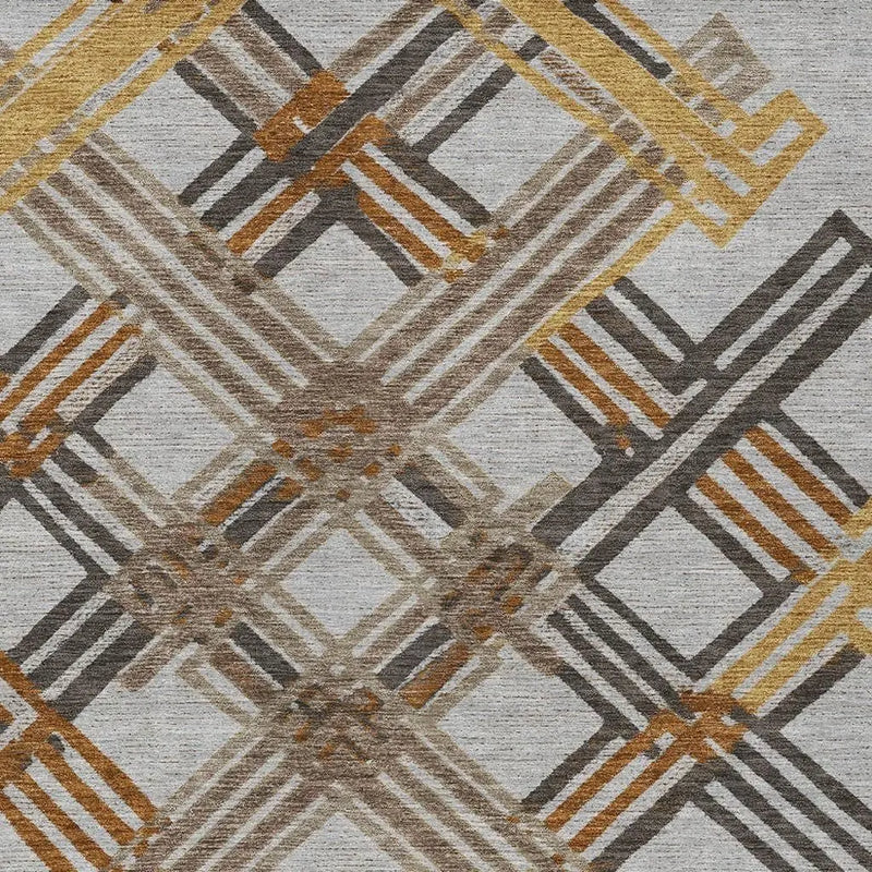 3' X 5' Gray And Gold Geometric Washable Indoor Outdoor Area Rug Homeroots Outdoor