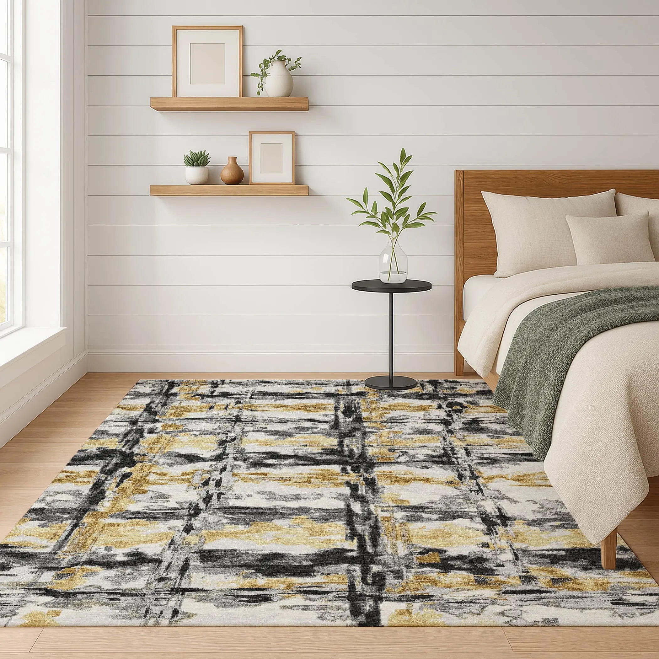 3' X 5' Gray And Granite Gray Abstract Washable Indoor Outdoor Area Rug Homeroots Outdoor