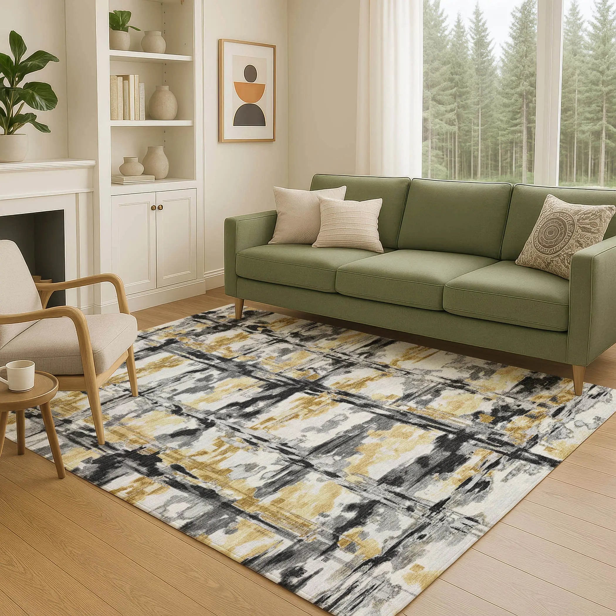 3' X 5' Gray And Granite Gray Abstract Washable Indoor Outdoor Area Rug Homeroots Outdoor